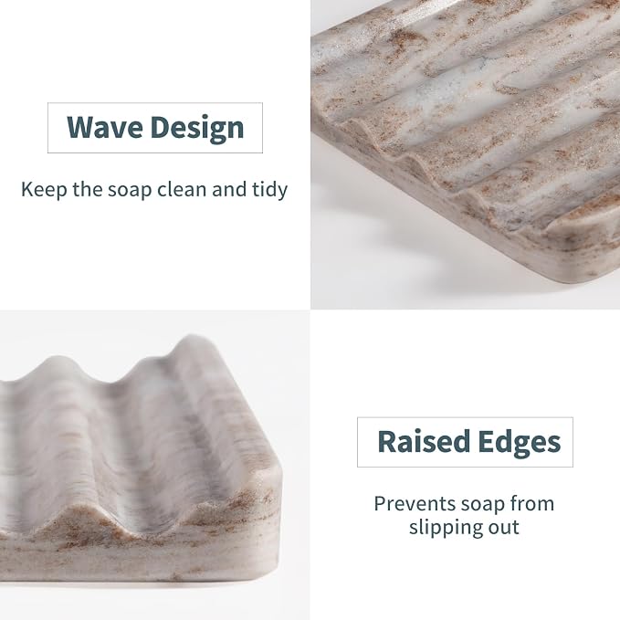 Marble Soap Holder, Soap Dish for Shower, Soap Saver - Image 3