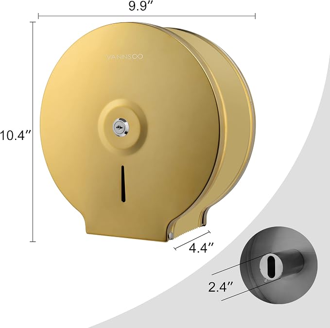 Commercial Jumbo Toilet Paper Dispenser, Wall Mount Stainless Steel 9 Inch Roll - Image 3