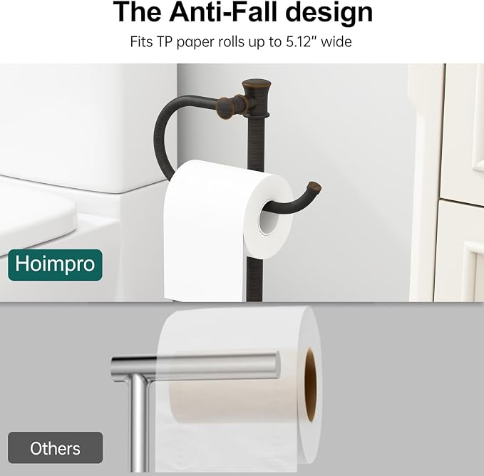 Hoimpro 25" Toilet Paper Holder Free Standing, Floor Bathroom Toilet Paper - Image 4