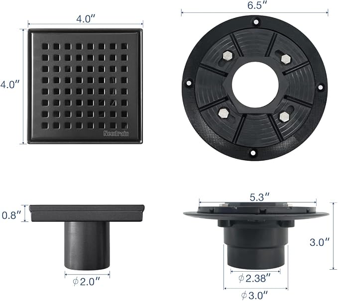 Neodrain 4-Inch Square Shower Drain - Image 7