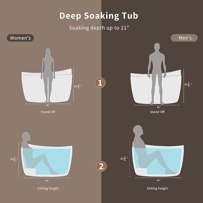 Empava Air Jetted Massage Bath Tub 48 in. Freestanding Bathtub Air Mirco Bubble - Image 7