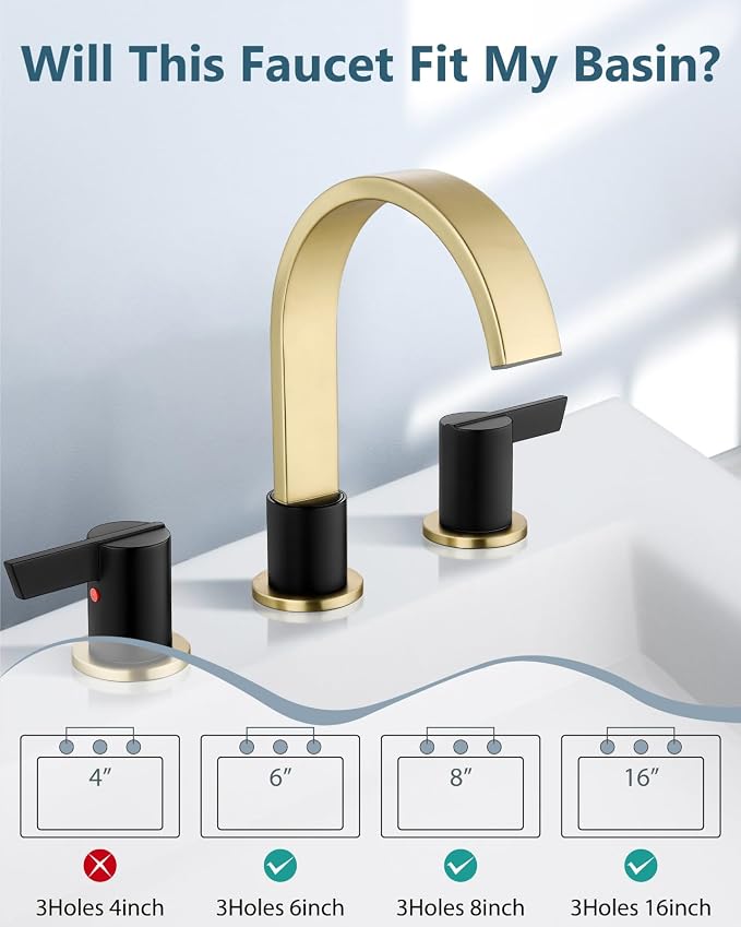 Aolemi Bathroom Faucets 3 Hole, 8 Inch Widespread Waterfall Bathroom Sink Faucet - Image 9