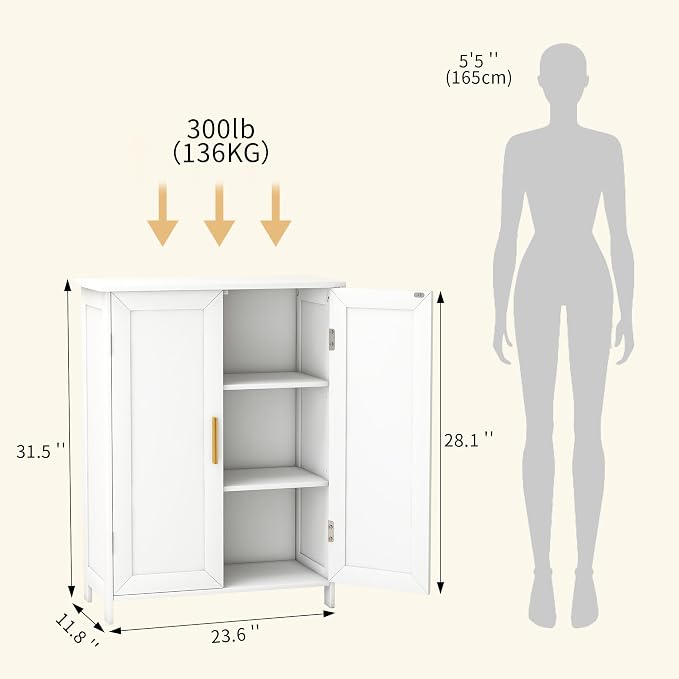 Bathroom Storage Floor Cabinet Freestanding Organizer - Image 2