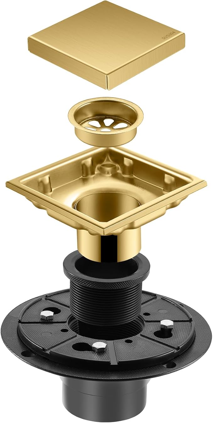 Hidden Brushed Square Shower Floor Drain, 304 Stainless Steel, - Image 3