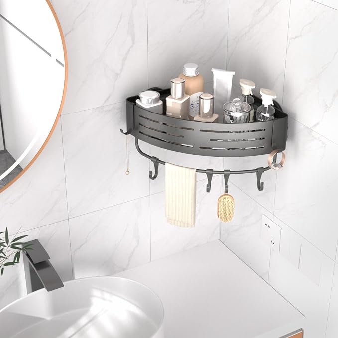 Onemake Corner Shower Caddy Suction Cup, Aluminum Wall Mounted Organizer - Image 9