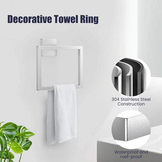 Bathroom Hardware Accessories Set: 7-Pieces Bath Towel Bar Set, Towel Racks - Image 3
