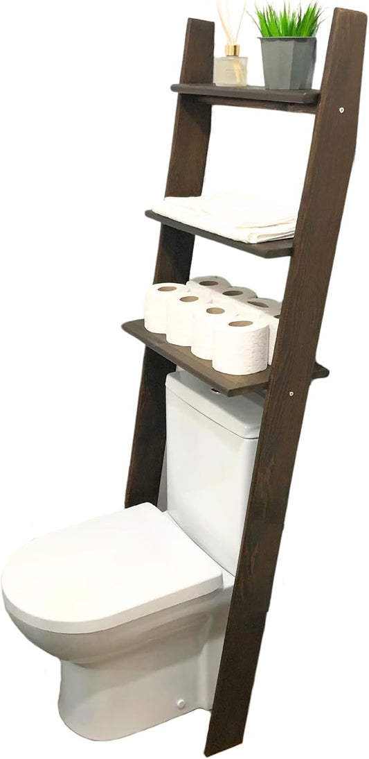 Over The Toilet Birch Wood Bathroom Organizer Shelves, 3-Tier Freestanding by GENESISWOODESIGN