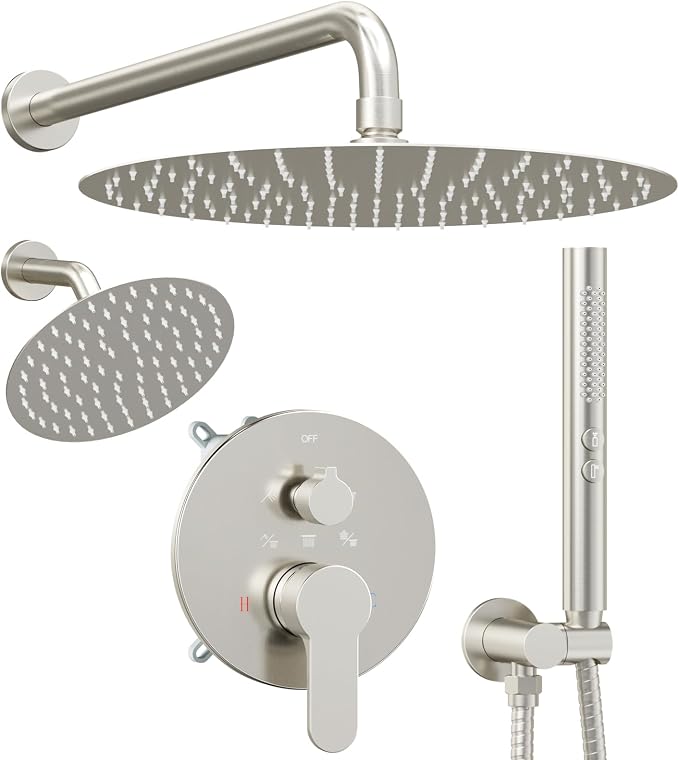 Shower Systems STARBATH 12+6" Round Dual Rainfall Shower Head by STARBATH