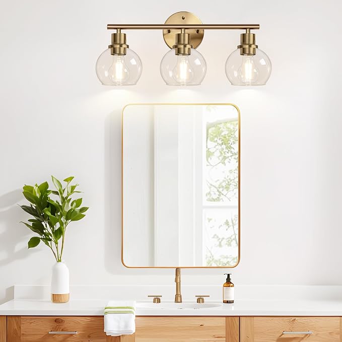 2025 Upgrade 3-Light Bathroom Light Fixtures, Brushed Brass Bathroom Lights - Image 8