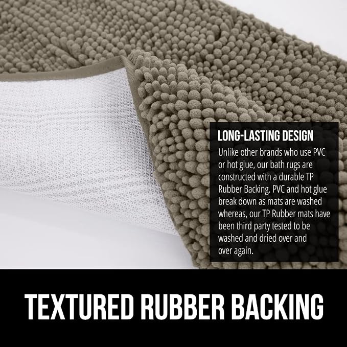 GORILLA GRIP Bath Rug Mat 36x24, Thick Soft Absorbent Chenille, Quick Dry - Image 5