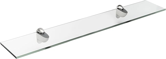Spancraft Glass H-6x18-Brushed Steel Heron Glass Shelf, Brushed Steel by Spancraft