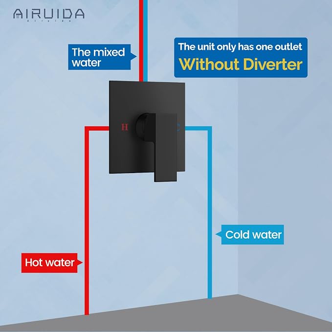 Airuida Square Single-Function Brass Faucet Shower Rough-in Valve Male Thread - Image 8