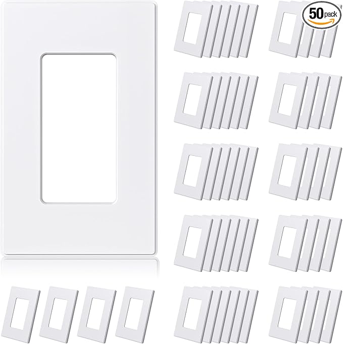 ELEGRP Matte White 1-Gang Screwless Decorative Wall Plates, Standard Size by ELEGRP%7CELEGROUP