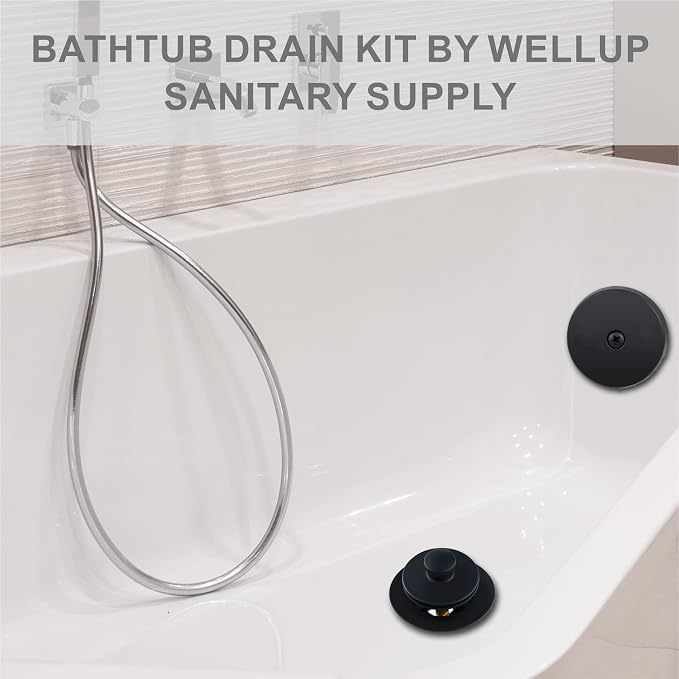 Black Bathtub Drain Conversion Kit Assembly - Image 2