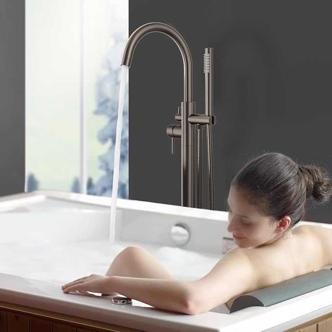 Freestanding Bathtub FaucetFloor Mount Bathtub Filler Shower Mixer Faucet - Image 7