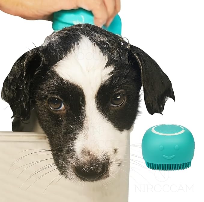 Dog Bath Brush with Shampoo Dispenser – Silicone Pet Grooming Scrubber - Image 5