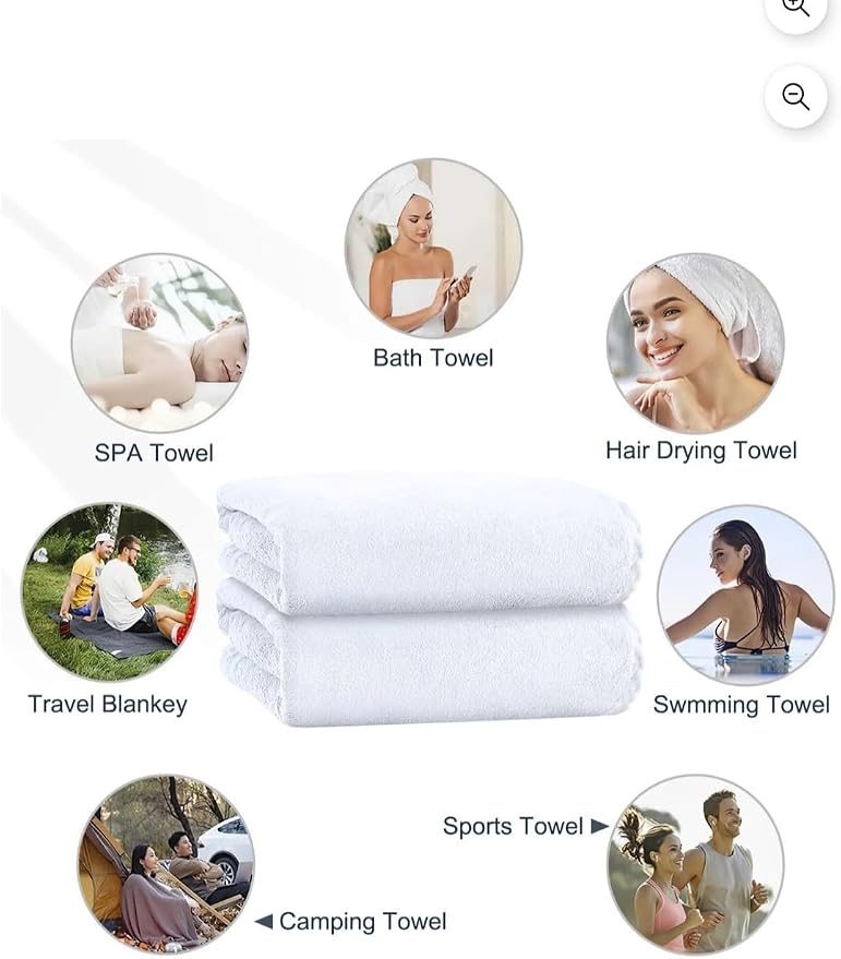 White Beautiful Comfortable Cotton Bath Towels, 137.16 cm x 68.58 cm, Face. - Image 9