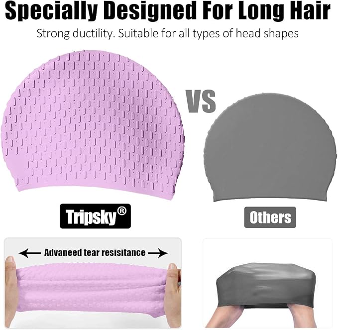 Tripsky Silicone Swim Cap, Comfortable Bathing Cap Ideal - Image 3