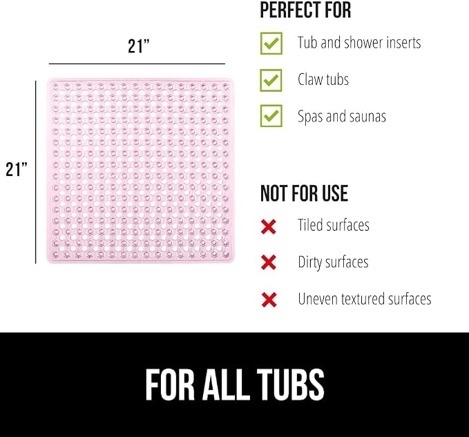 GORILLA GRIP Patented Square Shower Stall Mat, Small Bathtub Floor Mats - Image 6
