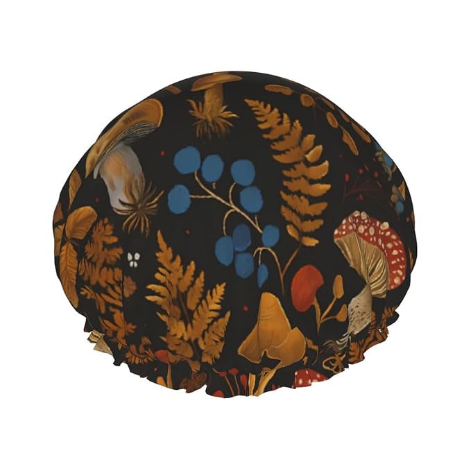 Enchanted Mushroom Forest Shower Cap by ZEYARUIBO