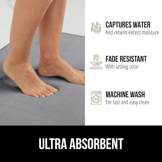 GORILLA GRIP Thick Memory Foam Toilet Rug - Image 6