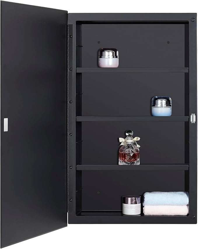 DYLLOR Black Plastic Medicine Mirror Cabinet - Image 4