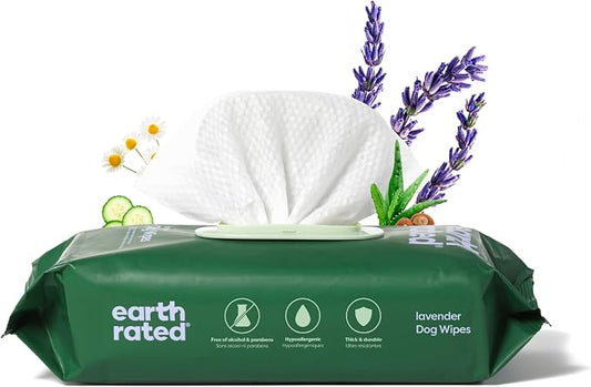 Earth Rated Dog Wipes, Hypoallergenic, Cleaning and Hydrating, by EarthRated