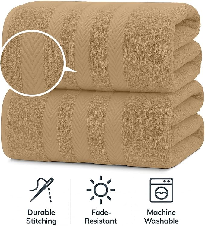 RIVERSIDE Pack of 2 Extra Large Bath Sheets 35 x 70 Inches - Image 3