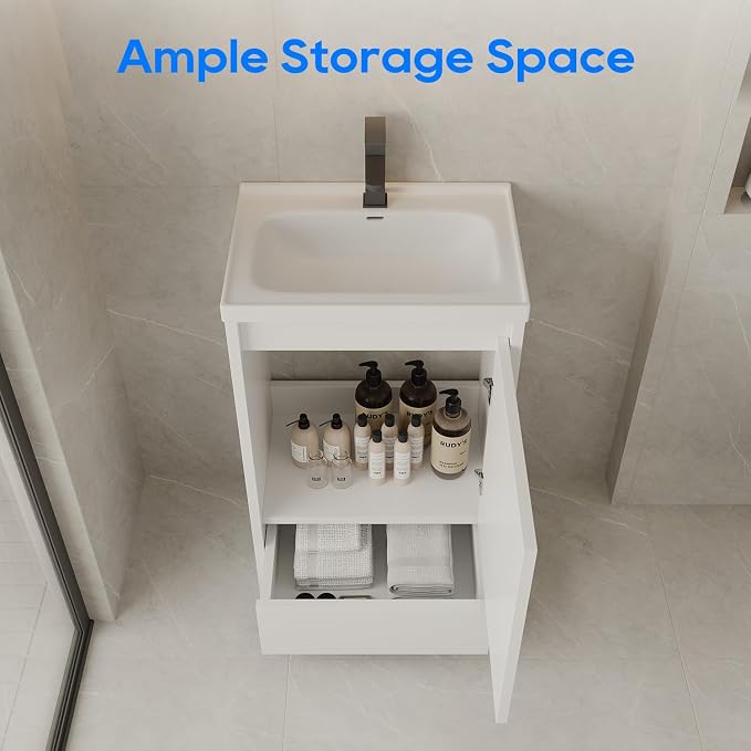 Bathroom Vanity with Sink 20 Inch, Modern Freestanding Bathroom Storage Cabinet - Image 4