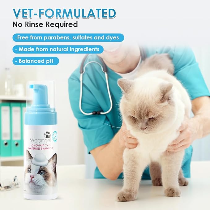 Mooncat Waterless Cat Shampoo for Longhair Cats | Licking Safe No-Rinse Dry - Image 2