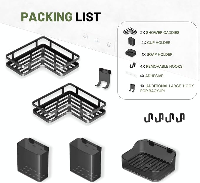 Adhesive Corner Shower Caddy Hanging - Image 6