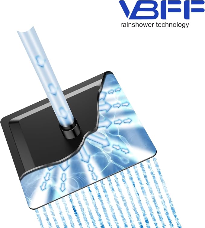 VBFF-Shower Head, rain shower head, 8 inch- Square Shower Head, 1.8 GPM Flow - Image 3