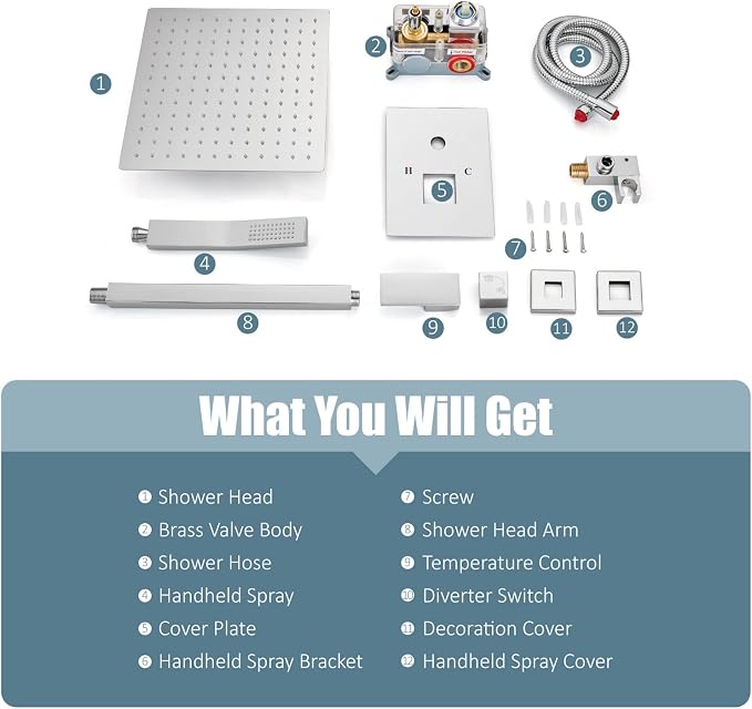 Aolemi Ceiling Mount Shower System Rain Shower Head - Image 9
