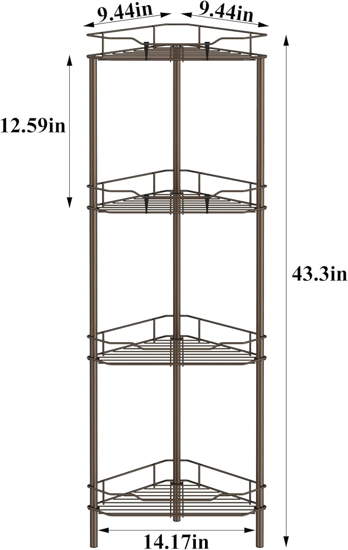 4 Tier Floor Standing Corner Shower Caddy Organizer Shelf - Image 7