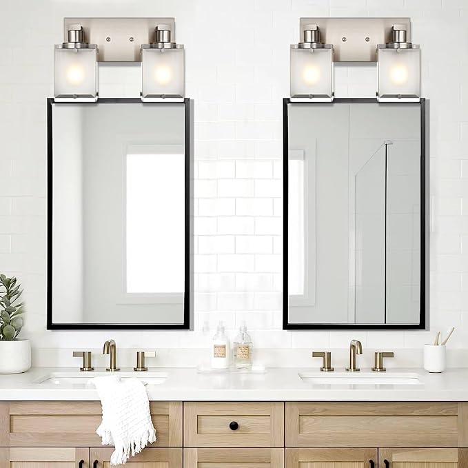 2-Lights Wall Sconce Lighting, Brushed Nickel Bathroom Vanity Light Fixture - Image 5