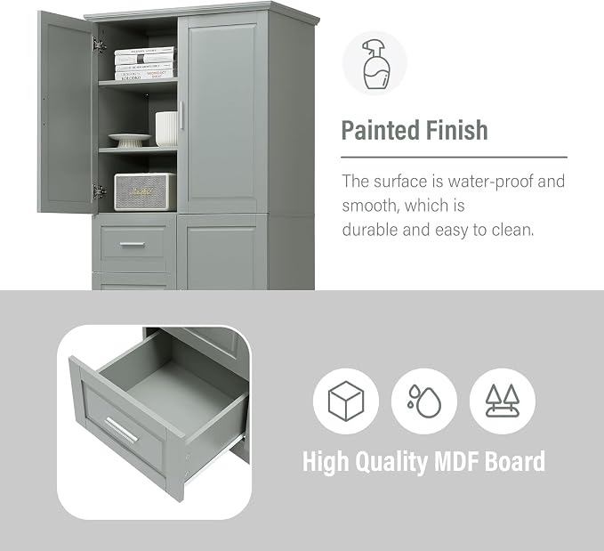 Tall Wide Storage Cabinet with 3 Doors, 3 Drawers, and Adjustable Shelves - Image 6
