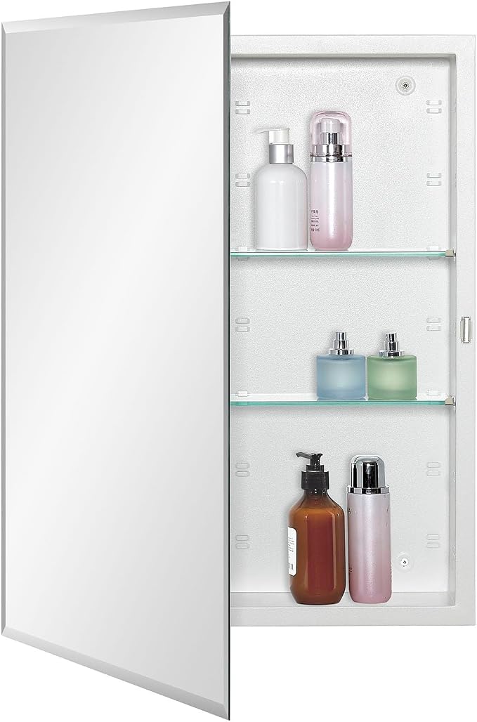 Bathroom Medicine Cabinet with Beveled Edge Mirrored Door 20 x 26 inch by MedicineCabinetsMirrors