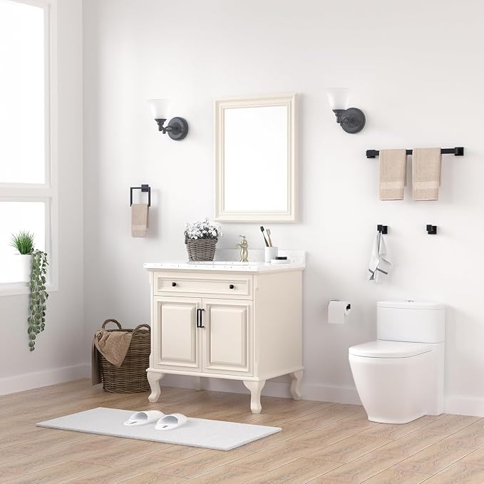 20-Piece Matte Black Bathroom Accessories Set – 23.6" Towel Bar, Towel Ring - Image 7