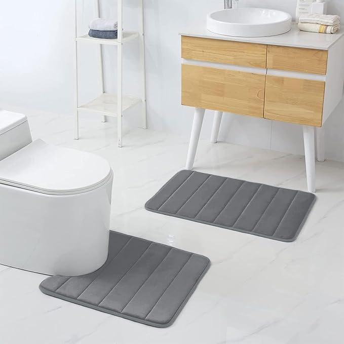 Buganda Memory Foam U-Shaped Contour Toilet Rugs, Non Slip Absorbent, Thick - Image 7