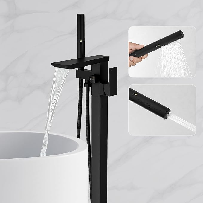 RUMOSE Matte Black Bathtub Filler Freestanding Tub Filler Floor Mount Tub by RUMOSE