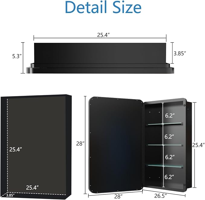 Bathroom Medicine Cabinet, Recessed & Surface Wall Cabinet - Image 2