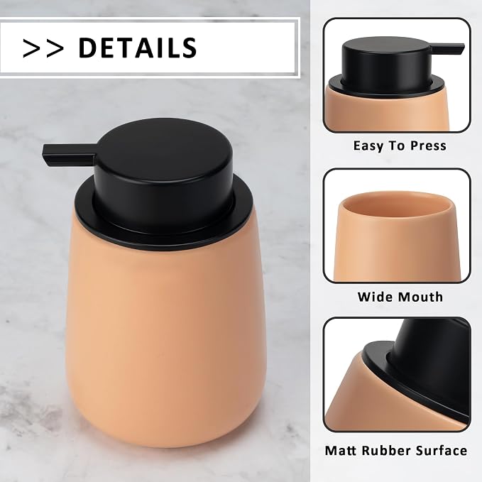 Soap Dispenser Ceramic with Easy-to-Press Pump Hand Lotion Liquid Dispenser - Image 6