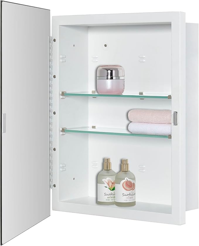 Bathroom Medicine Cabinet with Beveled Edge Mirrored Door 14 x 18 inch - Image 4