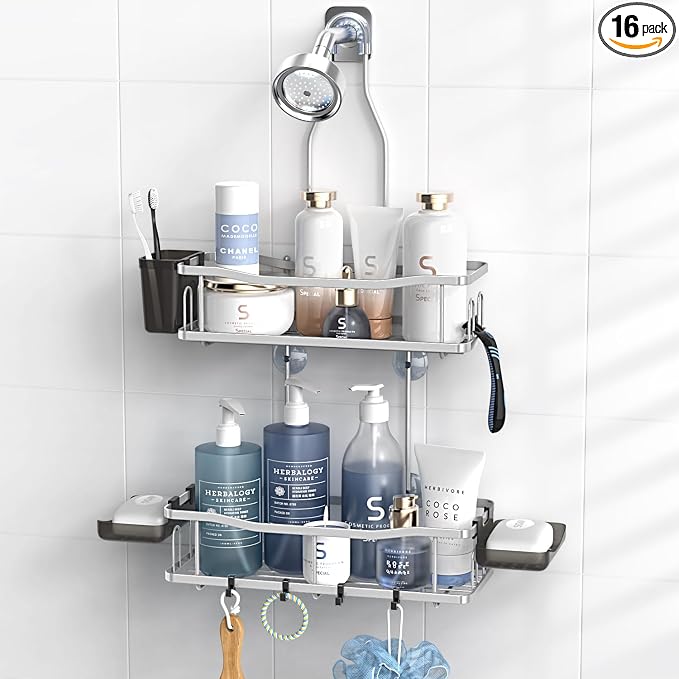 Hanging Shower Caddy Bathroom Organizer: Rustproof Shower Shelf Racks Over by Aitatty