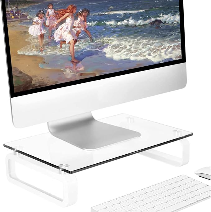 Hemudu Clear Computer Monitor Stand Riser Multi Media Desktop Stand by HEMUDU