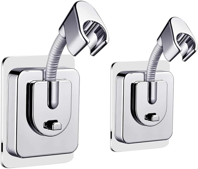 2pcs Shower Head Holder Wall Mount, 360° Adjustable Handheld Holder, No-Drill by Jigspsyzh
