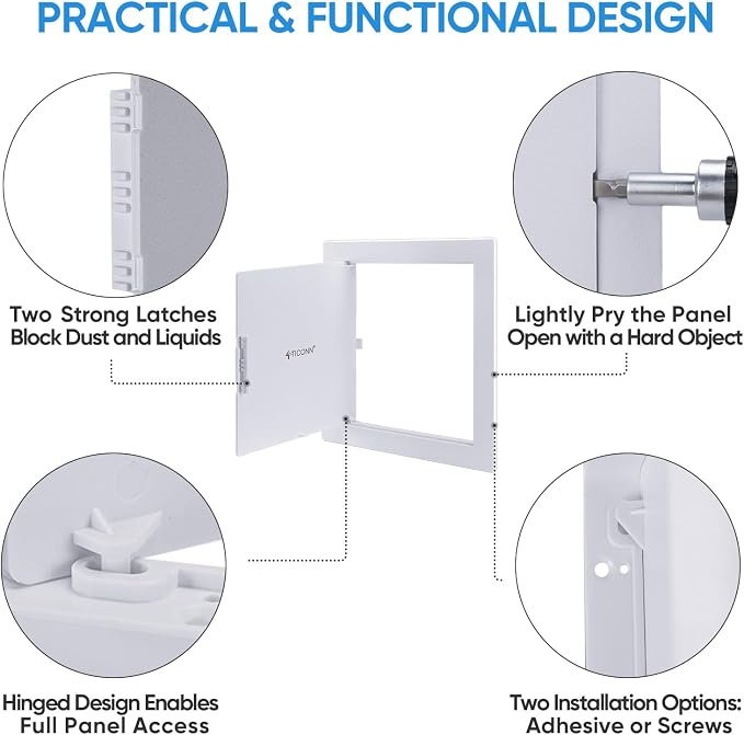 TICONN Access Panel for Drywall, 8 x 8 Inch ABS Plastic Wall Hole Cover Access - Image 3