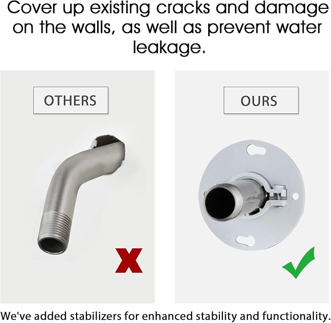3 Inch Shower Arm with Flange and Stabilizer Bracket, Ceiling Mount Replacement - Image 4