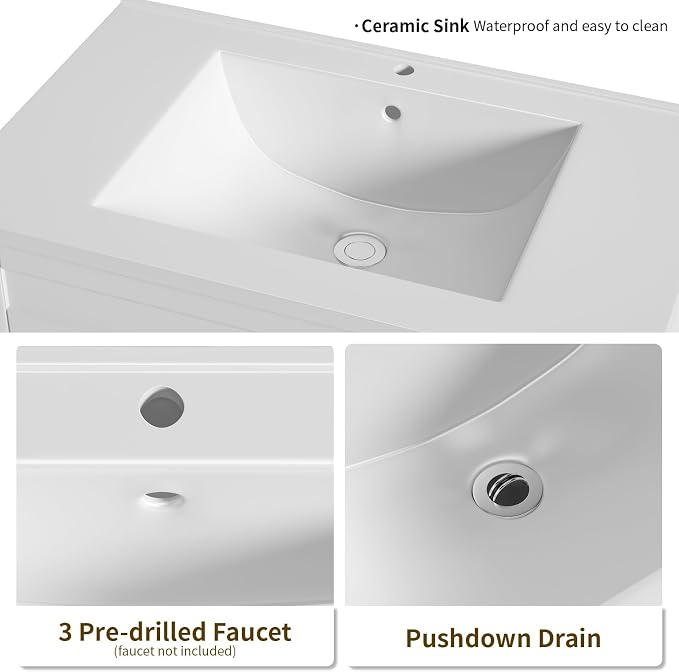Bathroom Vanity with Sink Combo, 2 Drawers and Drain - Image 5