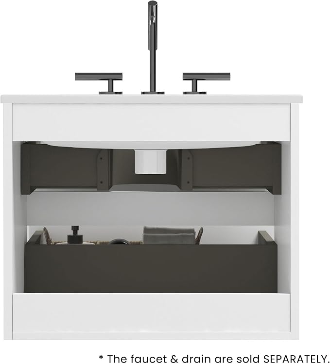24" Bathroom Vanity with Sink, Modern Floating Vanity with Double Soft Closing - Image 8